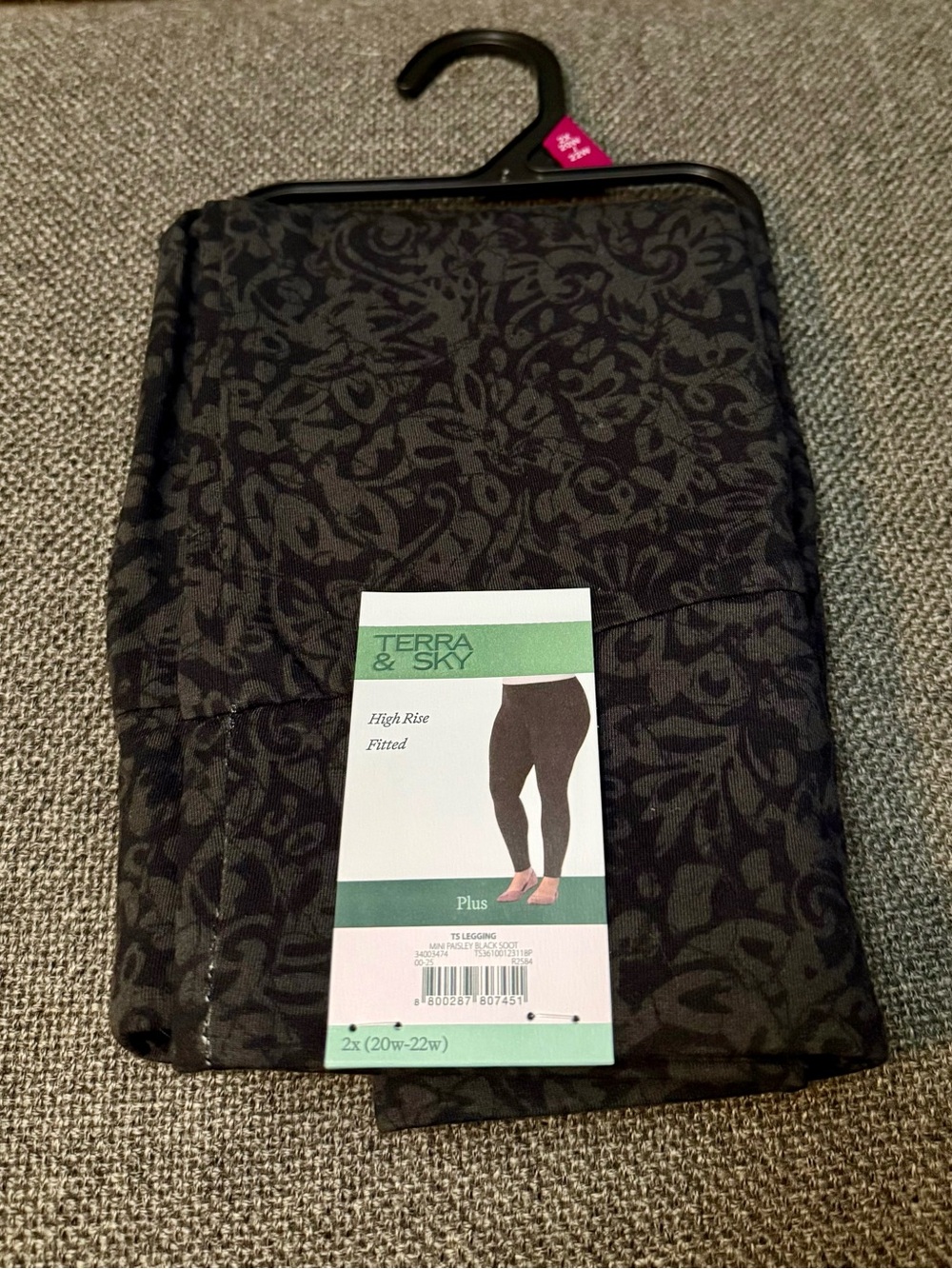 Terra & Sky Black Paisley Leggings NEW! Size 2XL NWT!